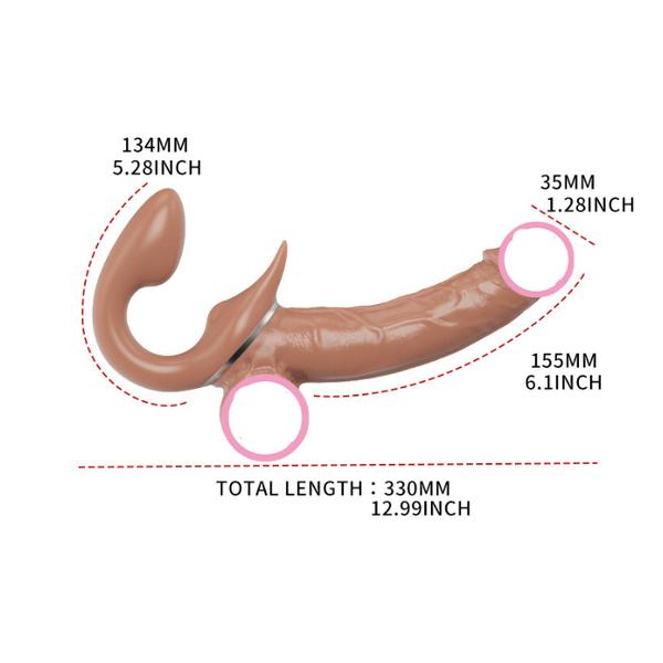 Nude Thrusting Dildo | Strapless 6" | Double Head Function | Silicone | Telescopic | USB