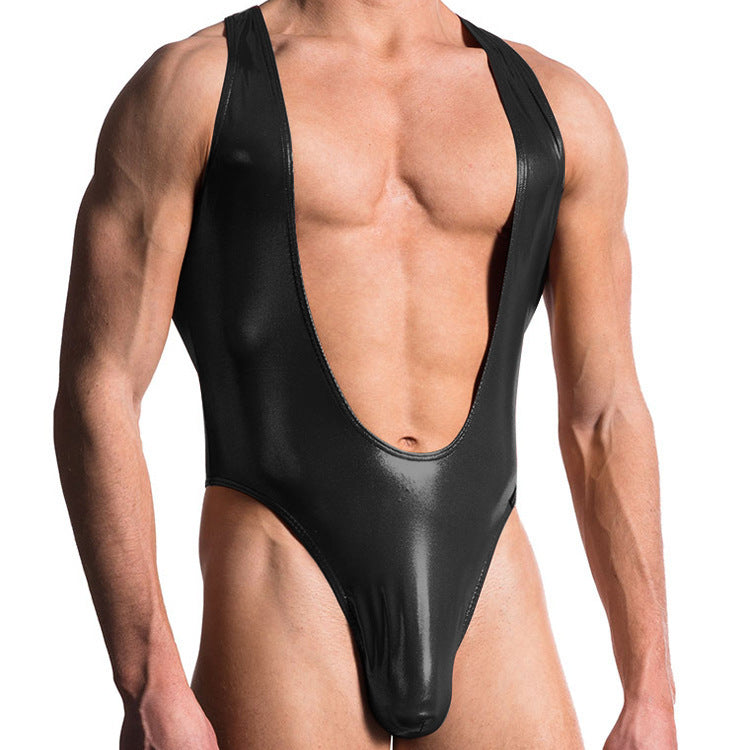 Come Closer Sexy Open Wet look | Body Suit | Stretch | Black | Thong
