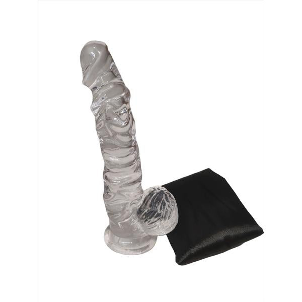 Come Closer XL Clear Dildo 9" | Bendable Shaft | Free Black Satin Bag