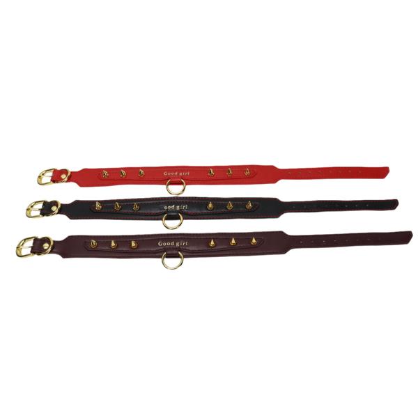 "Good Girl" Neck Collar With Gold Spikes | Fetish | Bondage