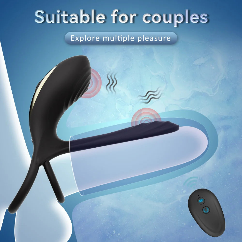 Couples Double-Point  | Extra Girth | Penis Ring | Scrotum Sling  | 10 Mode | Magnetic USB