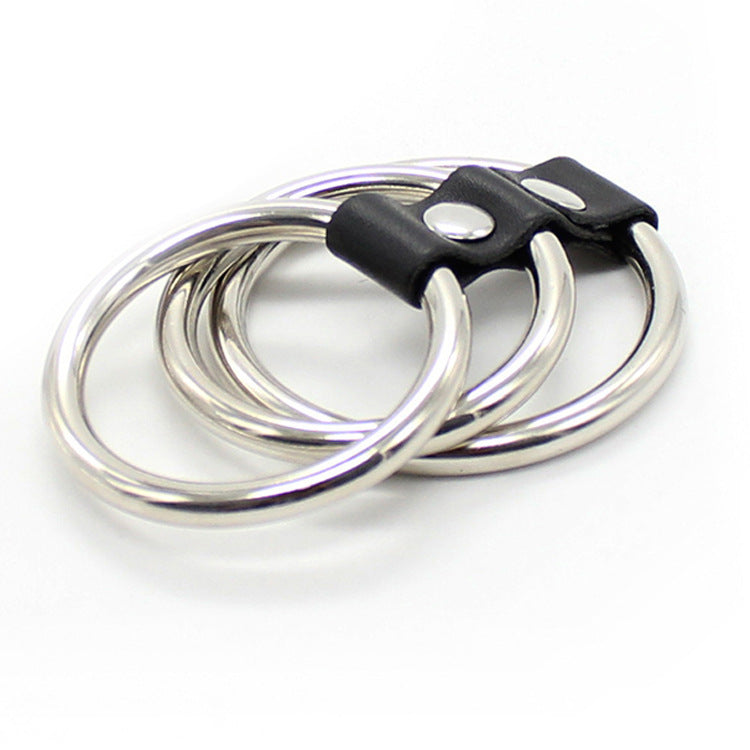 Come Closer Cock Ring | 3 Rings | Chrome | Vegan Leather