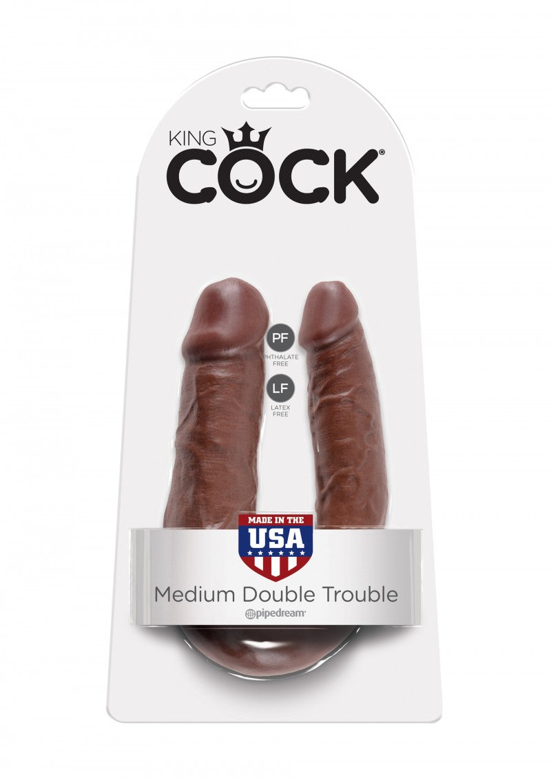 KING COCK | U-SHAPED | MEDIUM DOUBLE TROUBLE | BROWN