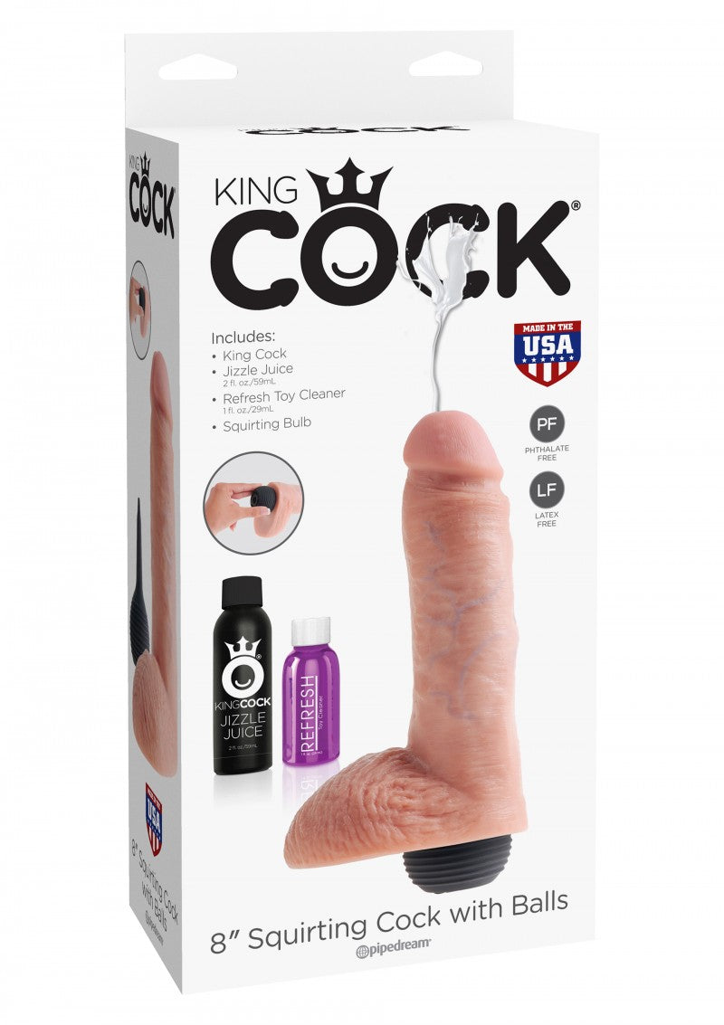 King Cock | Squirting Cock 8" with Balls | Nude