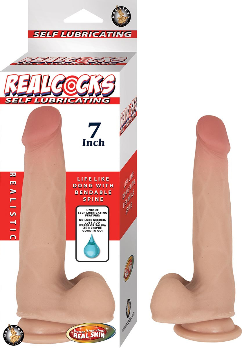Realcocks Bendable Dildo  | Selflubricating  | 7″ | Nude | Silicone | Suction Cub