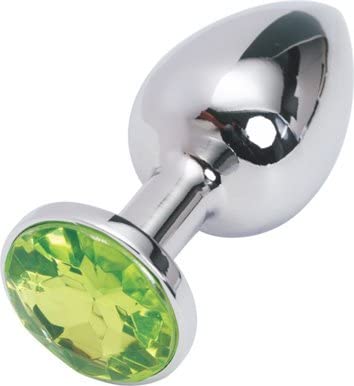 Silver large butt plug green