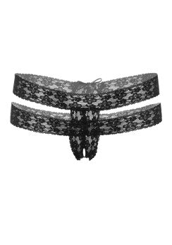 Daring Lucy Thong | Crotchless | Embroidery | 4 Way Stretch