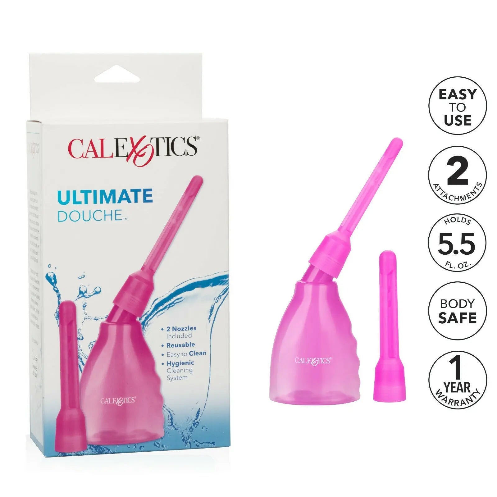 Reusable Ultimate Douche and Enema with 2 Interchangeable Nozzles