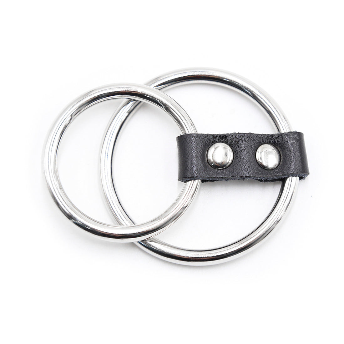 Come Closer Double Cock Ring | Chrome | Vegan Leather