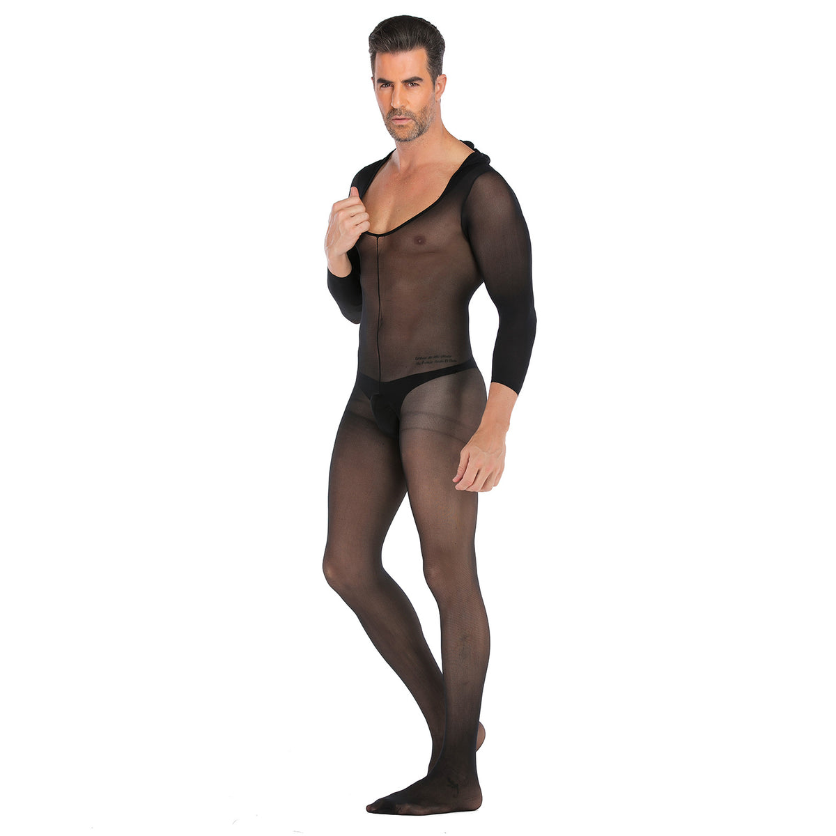 Mesh Body Stocking With Hoody | Black | Stretchy