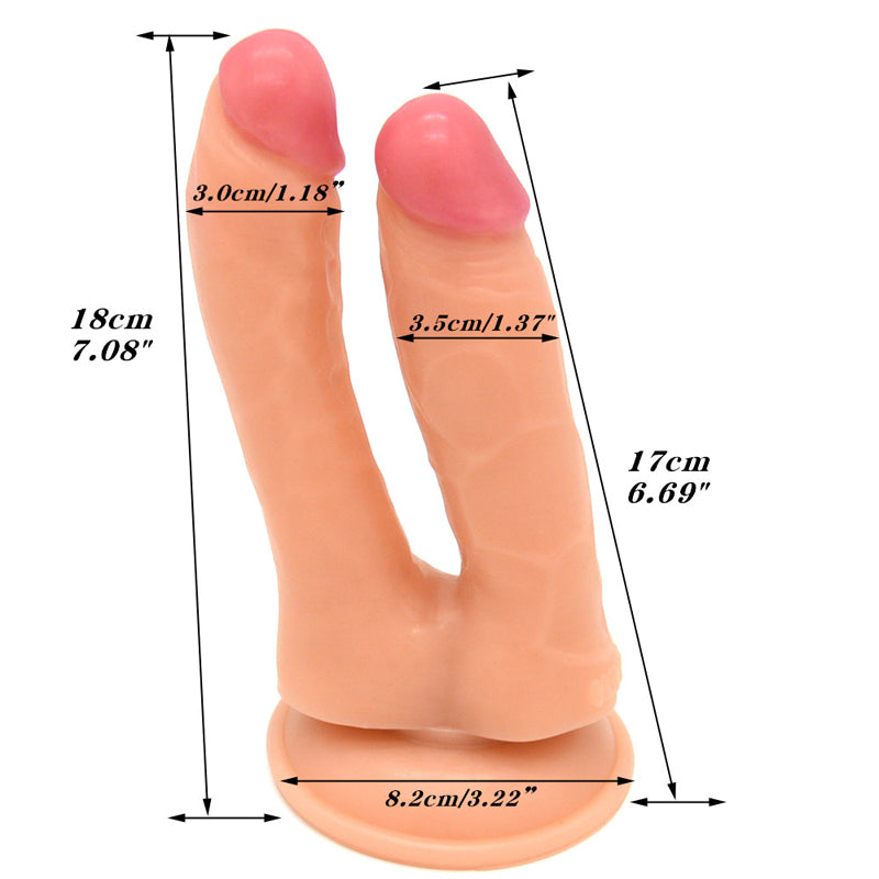 Double Dildo 7" &  6.5"  | Skin |  Realistic | Suction Cup