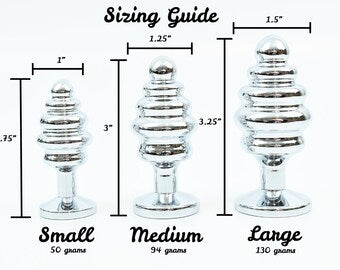 Rimba Wavy Silver Diamond Butt Plug Kit S/M/L | Free Satin Bag