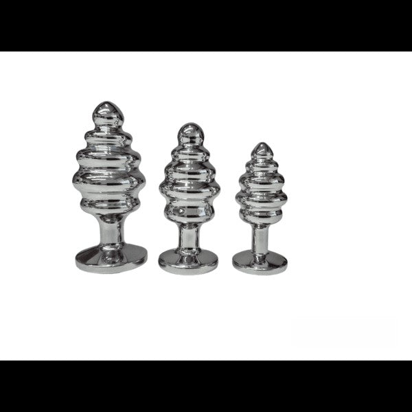 Rimba Wavy Silver Diamond Butt Plug Kit S/M/L | Free Satin Bag