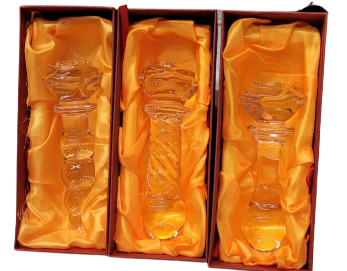 ICICLES Glass Rose Butt Set | Gift Box | Hand Blown | Light Pink