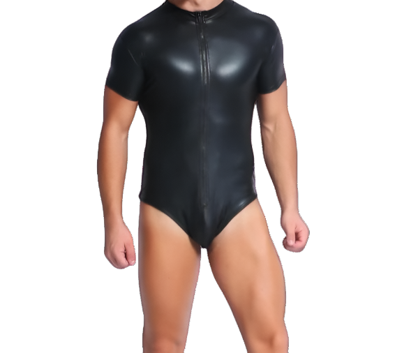 Come Closer Fetish Wet look | Bodysuit | Front Zipper | Short Sleeve