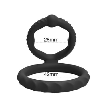 Armour Double Silicone Penis Ring | Lock Delay Erection | Black | Stretchy