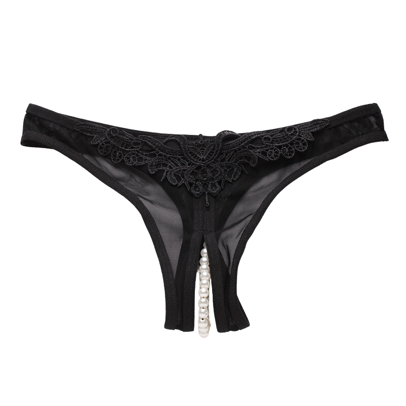 Erotic Lace G Thong | Open Crotch | Pearl Detail