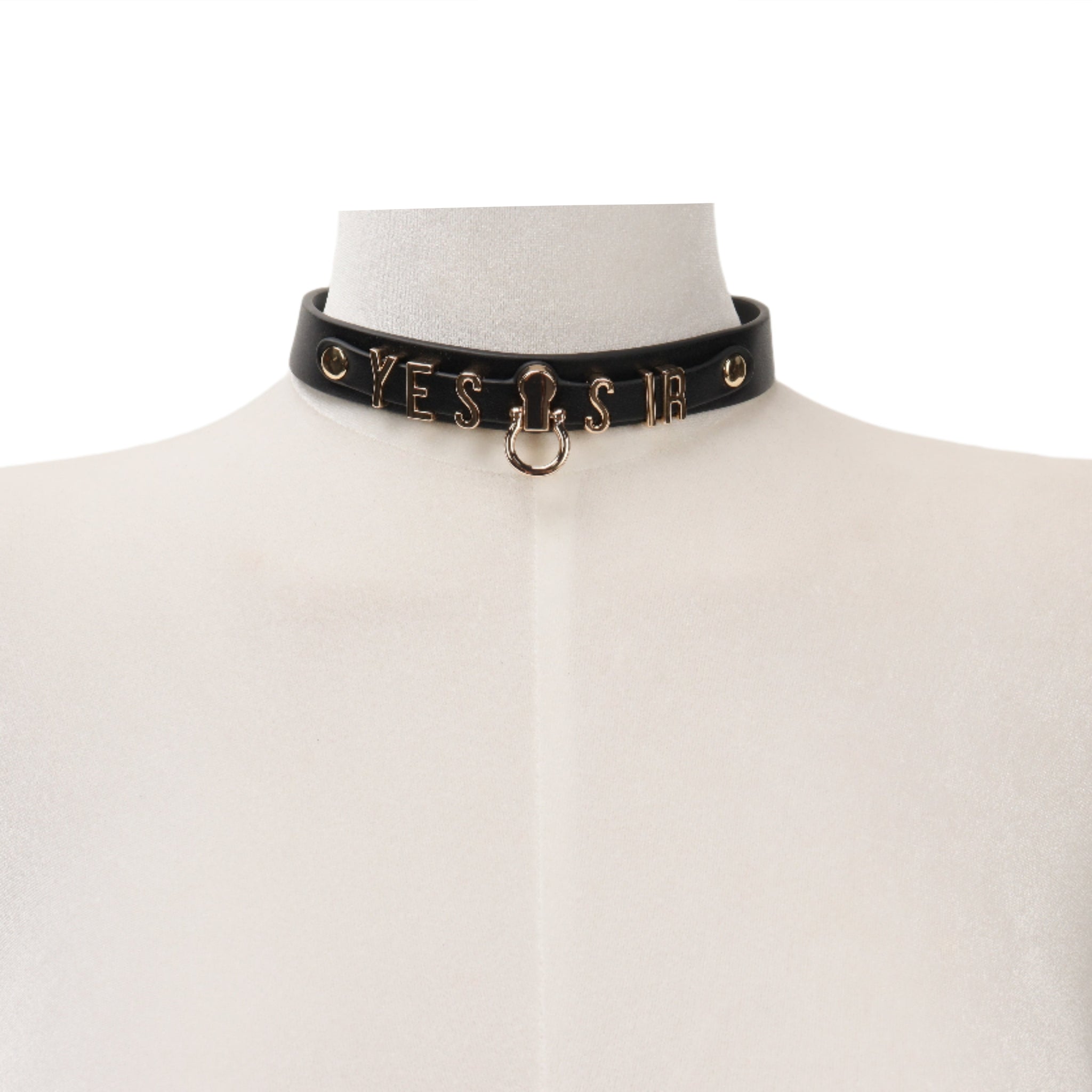 "YES SIR " Neck Collar | Faux Leather | Adjustable | Fetish | Bondage