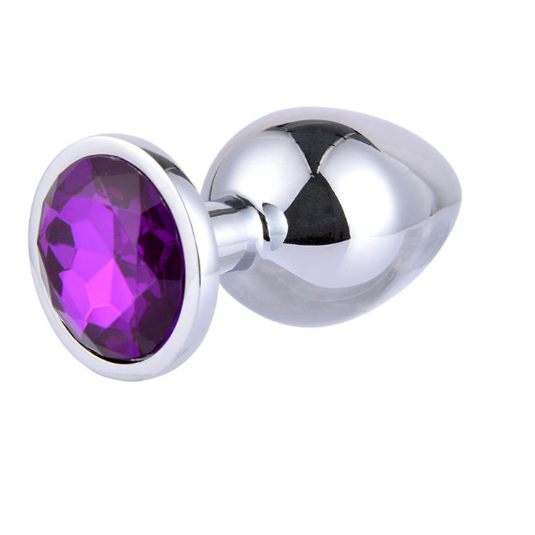 Silver Butt Plug Purple Large My Sex Shop