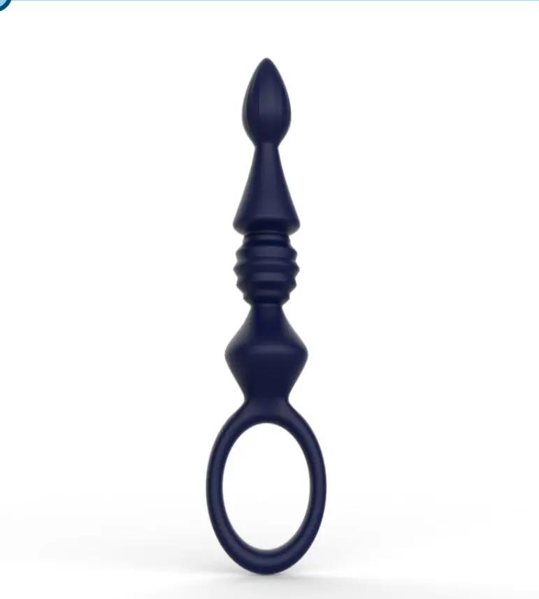 Andoni 3D Silicone Bead Anal Plug | Black | With Pull Ring | My Sex Shop