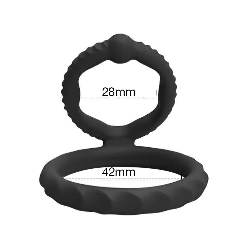 Armour Double Silicone Penis Ring | Lock Delay Erection | Black | Stretchy https://www.mysexshop.co.za/