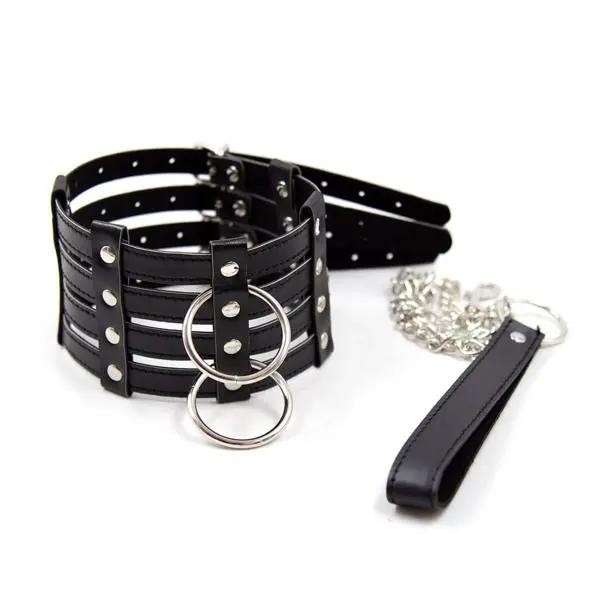 BDSM Collar With Chain Leash | Black | Fetish | Bondage Being Fetish