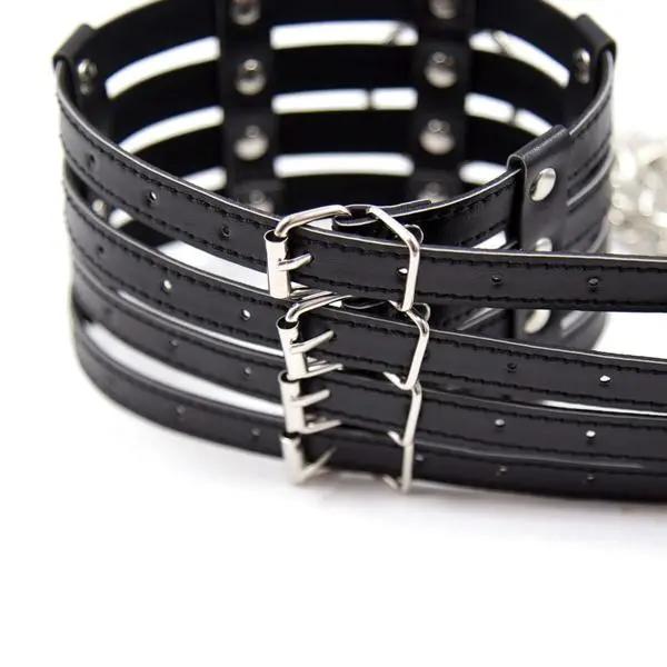 BDSM Collar With Chain Leash | Black | Fetish | Bondage Being Fetish
