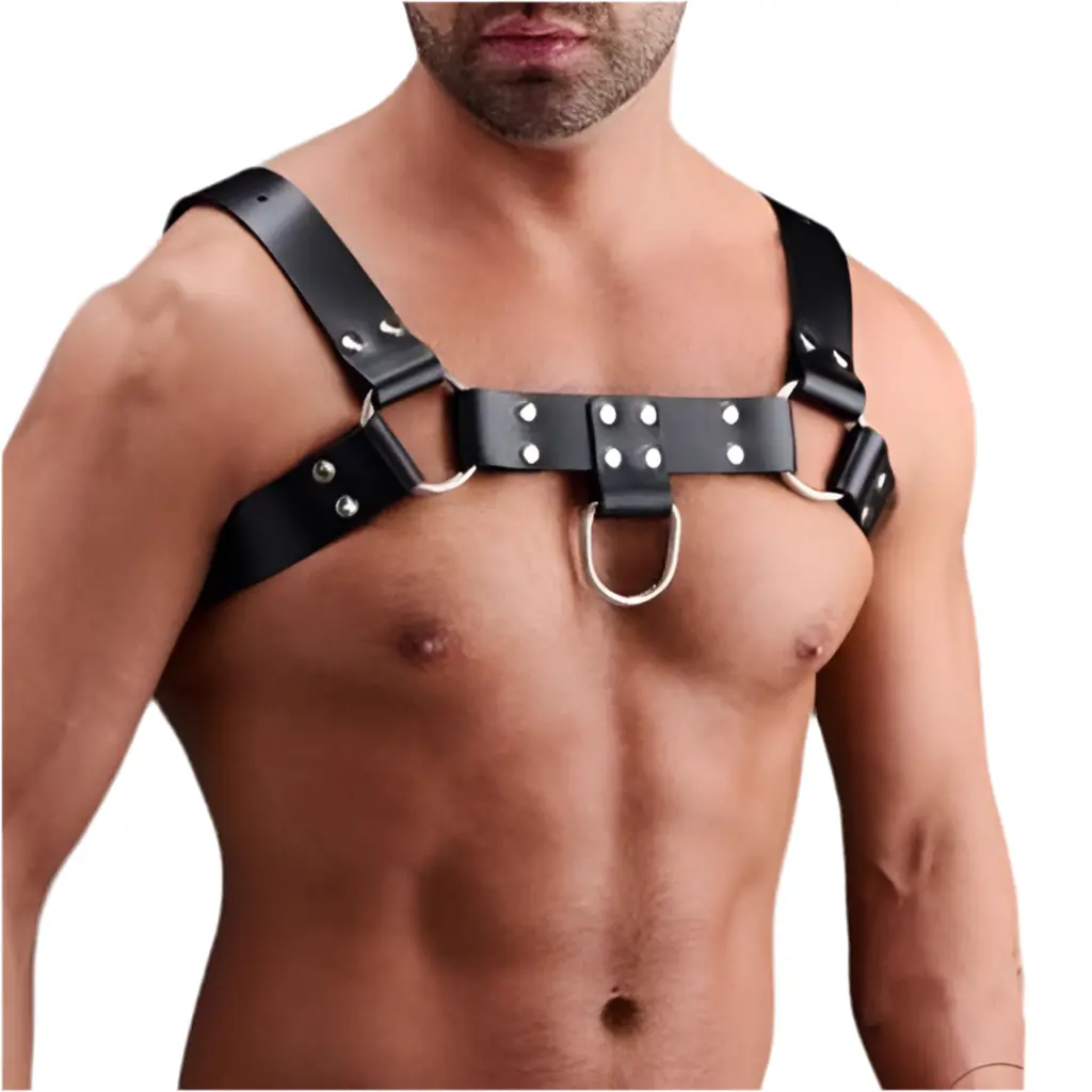 BDSM Double Ring Chest Harness | PU leather Adjustable | Black | One Size https://www.mysexshop.co.za/