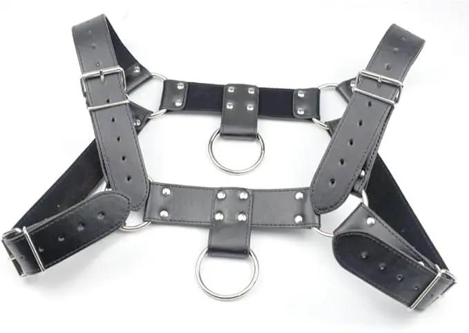 BDSM Double Ring Chest Harness | PU leather Adjustable | Black | One Size https://www.mysexshop.co.za/