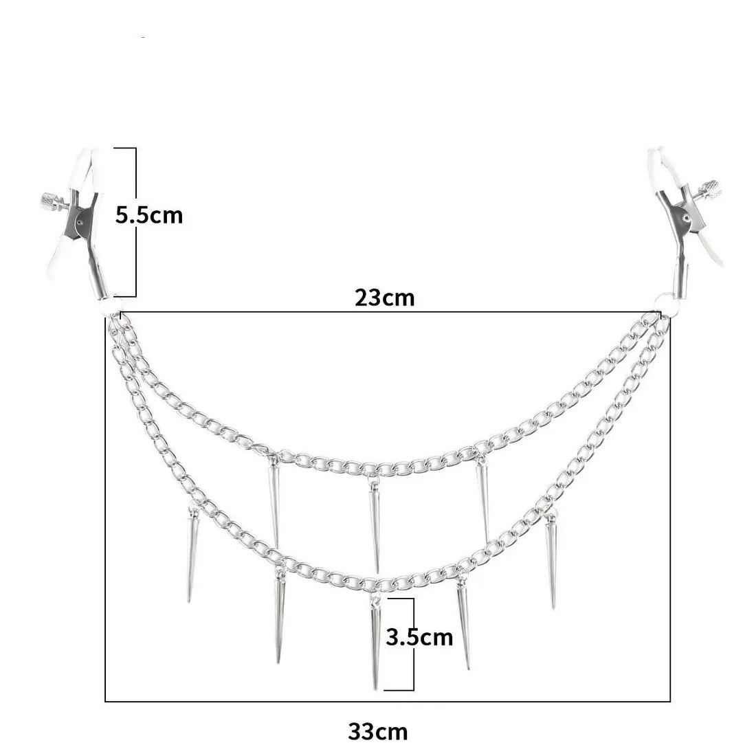 Being Fetish | Nipple Clamps With Spikes Chain | Adjustable Fetish Fantasy