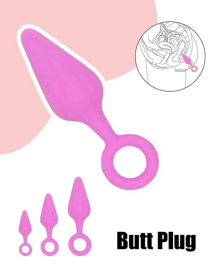 Butt Plug Unisex Set | S\M\L |  Conical Prostate Massage | Silicone | Pink Come Closer