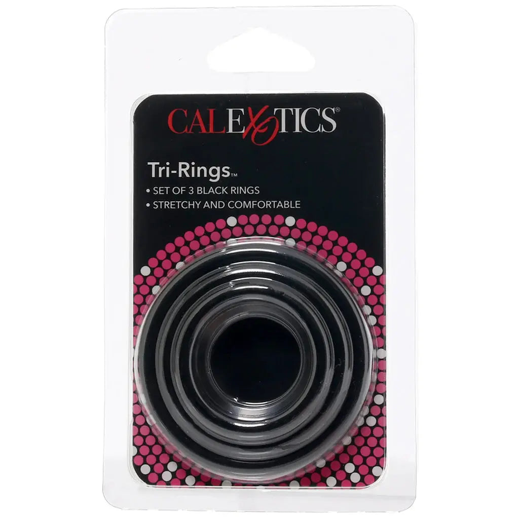 CalExotics Tri-Ring 3 Pack Cock Ring Set | Stretchy | Comfortable | Black Calexotics