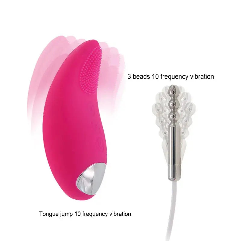 Calex 2 In One Vibrating Tongue Clit Massager| Stainless Urethral Plug | USB Come Closer
