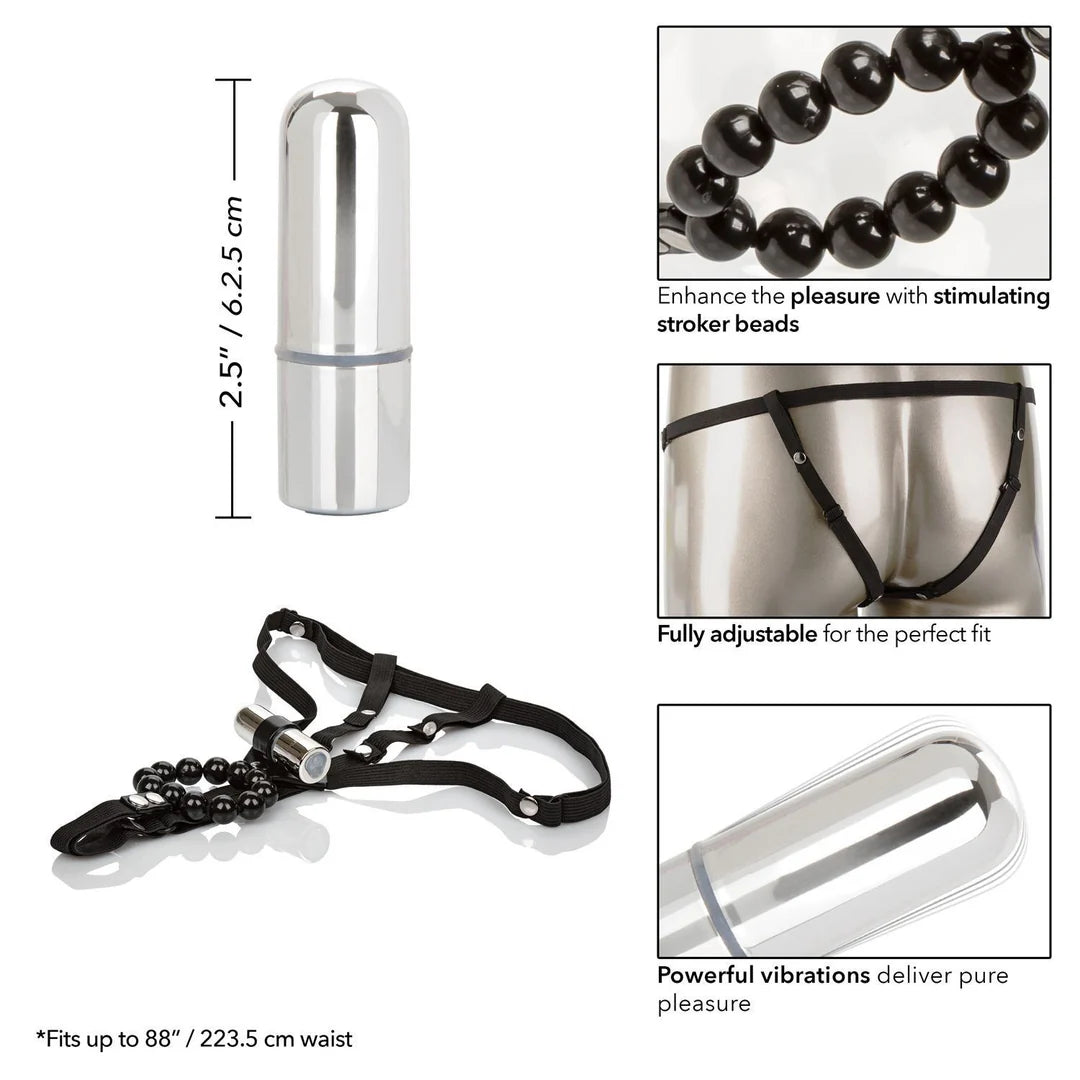 Cheeky Panty | Rubber Feel  | Power Bullet | Stroker Beads | Adjustable | USB Calexotics