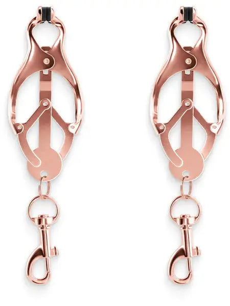 Clover Nipple Clamps With Snap Hook | Rose Gold Fetish Fantasy