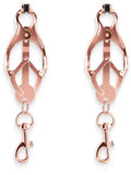 Clover Nipple Clamps With Snap Hook | Rose Gold Fetish Fantasy