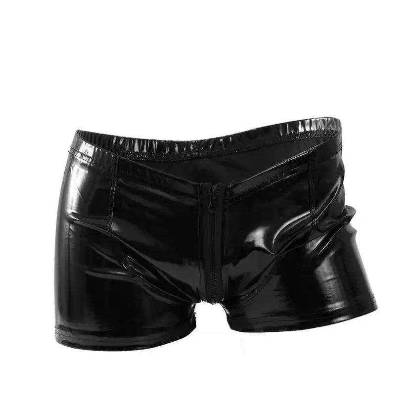 Come Close PU Front Zip  Leather Short Come Closer