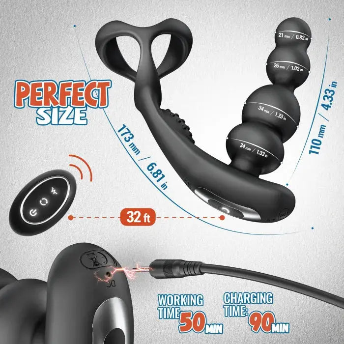 Come Closer 3 In One  | 360 Rotating Anal Plug | Scrotum Sling | Ultra Silent  | Usb Come Closer