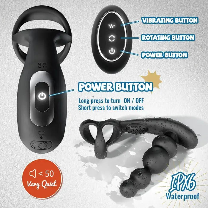 Come Closer 3 In One  | 360 Rotating Anal Plug | Scrotum Sling | Ultra Silent  | Usb Come Closer