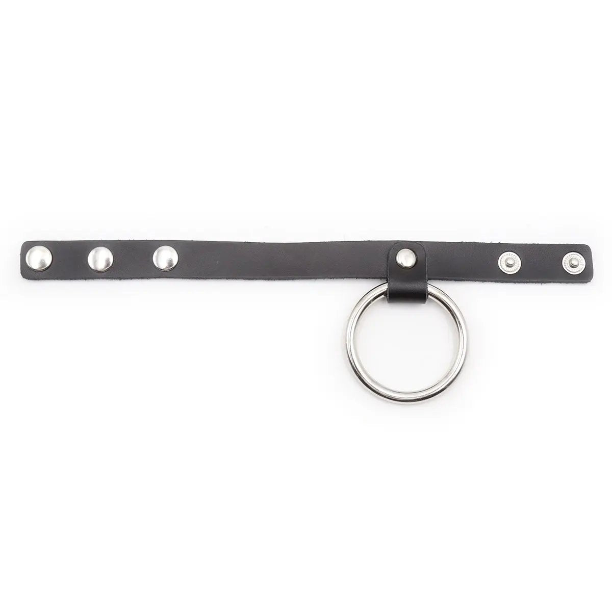 Come Closer Chrome Cock Ring & Leather Squeeze Ball | Adjustable Colt