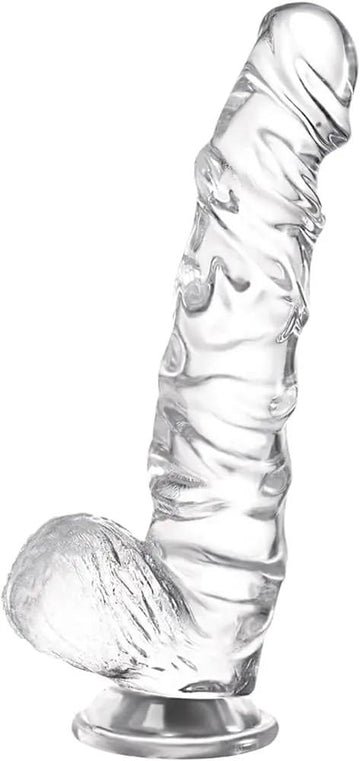 Come Closer Clear L Dildo 7.8" | Bendable Shaft | Free Satin Bag