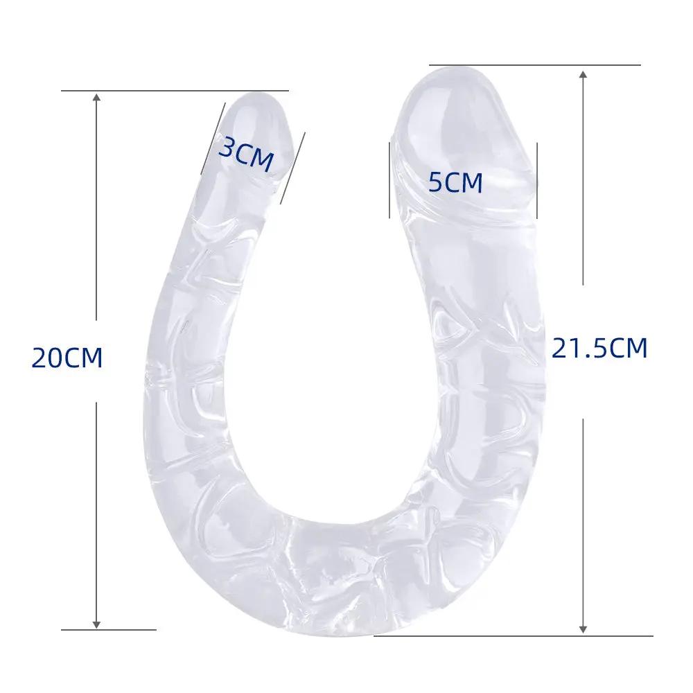 Come Closer Clear U-Shape | Double Head Dildo 17.7" | Free Satin Bag Come Closer