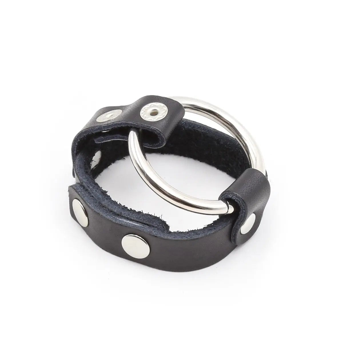 Come Closer Cock Ring | Leather Squeeze Ball | Adjustable Colt