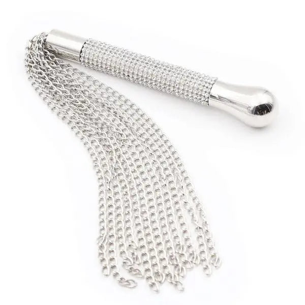 Come Closer Crystal And Chain Flogger | Silver Fetish Fantasy