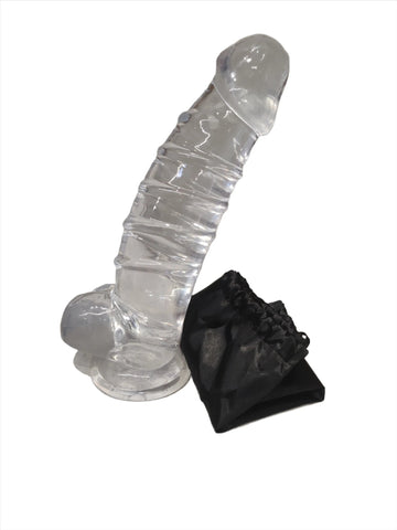 Come Closer Clear Thick XXXXL Dildo 13.7" | Suction Cup | Flexible | Free Satin Bag