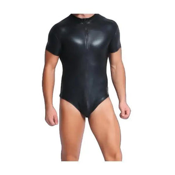Come Closer Fetish Wet look | Bodysuit | Front Zipper | Short Sleeve