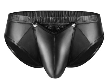 Come Closer Men Faux Leather | Low Rise Boxer Briefs | Buckled Pouch | Stretch Come Closer