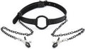 Come Closer Open Mouth Gag With Nipple Clamp | With Chain | Adjustable Come Closer