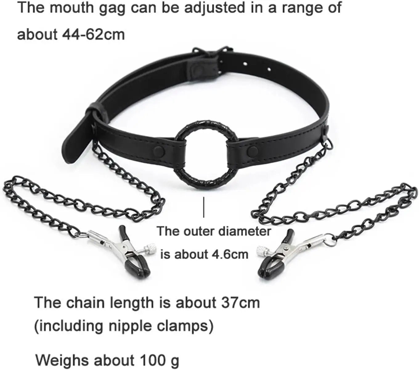 Come Closer Open Mouth Gag With Nipple Clamp | With Chain | Adjustable Come Closer