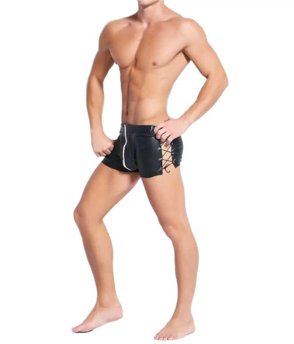 Come Closer Sexy Briefs |  Faux Leather | Zipper |  Lace Up Short Come Closer